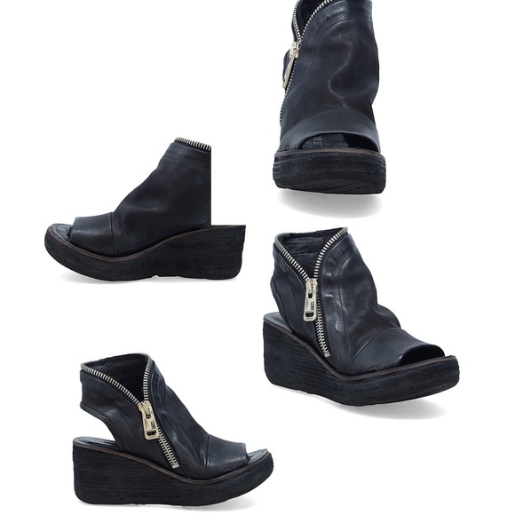 Free People Made by  A.S.98 - Hazel Zip Wedges Black 40 / 10 NEW In Box - Picture 7 of 10